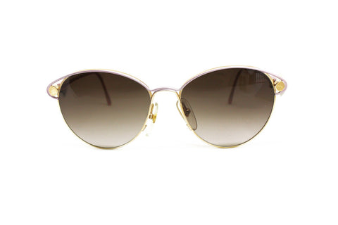 Big round sunglasses VIENNALINE mod. 1438 womens sunglasses, Vintage 1970s spectacles 20K golden plated & iridescent glittered violet