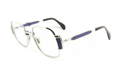 Vintage 60s Metzler made in Germany squared frame , silver reflective blue inserts // vintage 1960s designer eyeglasses