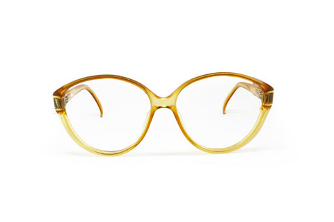 Vintage 80s Terry Brogan medium oversize acetate frame yellow tones semitransparent // oval Optyl glasses made in Germany