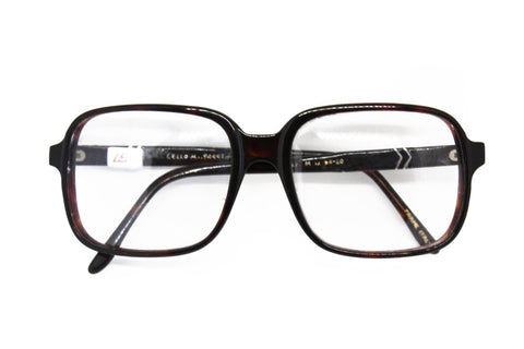 Vintage 70s made in Italy frame LELLO BARRESI artist and painter , nerd geek style rectangular frame in darken brown tortoise, Deadstock