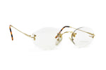 Womens vintage eyeglasses frame Drop Shape rimless COLUMBUS mod. M206 Gold & Havana, Superb and Hype eyewear // NOS 1980s