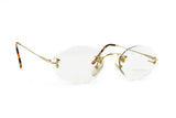 Womens vintage eyeglasses frame Drop Shape rimless COLUMBUS mod. M206 Gold & Havana, Superb and Hype eyewear // NOS 1980s