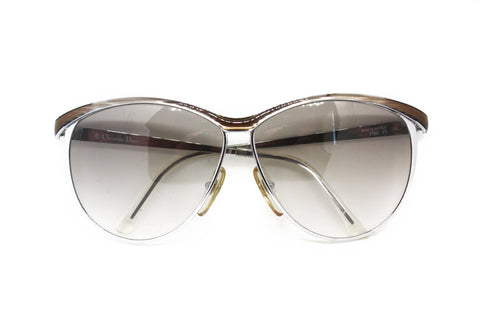 Christian Dior sunglasses mod. 2150 oversize oval gunmetal striped golden weaves , Deadstock NOS glasses 1980s