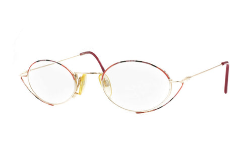 Designer modern eyewear GMC by Trend Company, oval adroned reading glasses // rose gold and red hand painted detial, Vintage 1970s