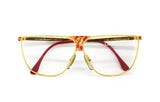 Laura Biagiotti mod. V 90 shiny gold & design pattern , Flat top unisex eyewear, Hype and colorfull