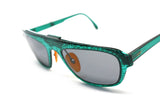 ESPRIT 90s sunglasses wayfarer restyle , green traslucent snakeskin celluloid, frontal openable frame, NOS 90s