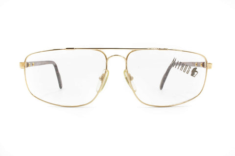 80s eyewear eyeglasses made in Italu by MITHOS by VENTURA , geometric aviator frame double bridge with false ebony wood arms, Deadstock