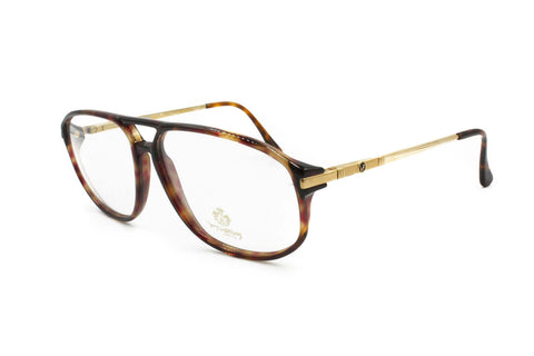 Von Furstenberg lunettes man frame for eyewear // sunglasses brown acetate and golden metal // 80s deadstock frame aviator shape