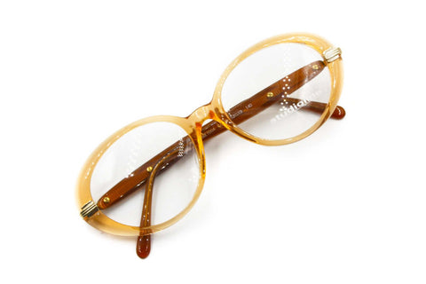 1960s eyeglasses for reading or sunglasses oval frame orage semitransparent STUDIO LINE mod. 1004 // metal and acetate, NOS deadstock