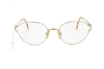 Trussardi glasses oval frame // Vintage 1970s designer eyewear pale golden // Trussardi logo temples // New Old Stock