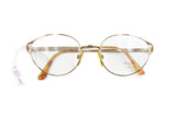 Trussardi glasses oval frame // Vintage 1970s designer eyewear pale golden // Trussardi logo temples // New Old Stock