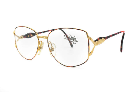 Womens butterfly eyewear oversize DEDALO by VENTURA made in Italy // golden frame with marble hot tones effects // Deadstock 1970s