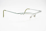Half rimmed reading glasses rectangular lenses FIELMANN made in Italy // pale green metallized eyeglasses & green temple tips