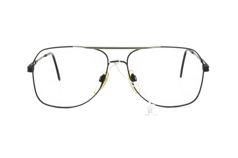 Alfa Romeo 59 - 83 sunglasses eyeglasses frame Matte black metal & silver inserts // Aviator double bridge // New Old Stock 80s