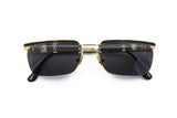 Sunglasses 90s Nouvelle Vague mod. KARL flat top golden & black, rectangular frame half rimmed, New Old Stock