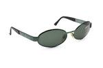 GENNY mod. 665-S vintage 80s early 90s oval green electric sunglasses with embossed logo brand // New Old Stock