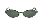 GENNY mod. 665-S vintage 80s early 90s oval green electric sunglasses with embossed logo brand // New Old Stock
