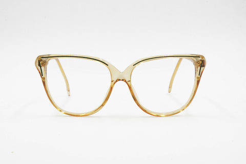 Vogart 1970s caramel acetate frame eyeglasses, deep green lined // Overized cat eye // New Old Stock 70s