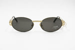 Charme mod. 7553 oval sunglasses Golden & Black lenses perimeter, luxury sunglasses high detailled // Deadstock 1980s sunnies