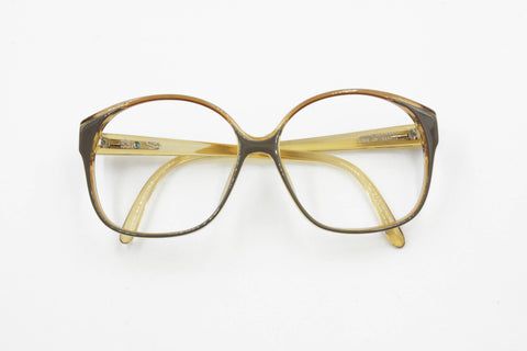 Saphira 4069 eyeglasses sunglasses frame // Pale yellow semitransparent acetate , gray lenses perimeter // New Old Stock