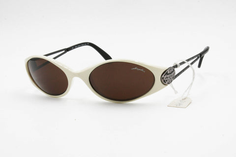 Biker style sunglasses white and black EAGLES made in Italy // Vintage 1980s sunglasses deadstock