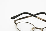 Slim oval metal frame Gunmetal glossy colour EAGLES Italian designer eyewear , double nose bridge, Dead stock 1980s