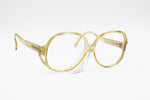 Vintage Austrian Animal Print Pale Yellow Oversize Round Frame COBRA //  Optyl acetate for Ladies // Vintage 1980s Deadstock