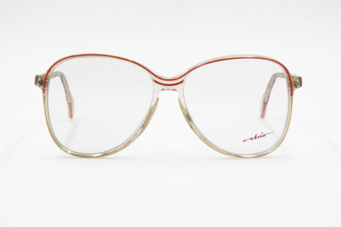 ATRIO mod. 172 oval drop oversize frame eyeglasses with sinuous red line , Vintage 1980s New Old Stock