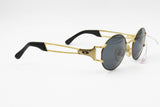 Luxury round VOGART mod. 3525 Golden & Black, vintage 1980s sunglasses hype design, Deadstock with defect