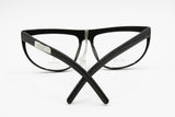 Hand made frame KRIZIA vintage 1980s // Total black acetate half lunettes, flat top // New Old Stock 80s