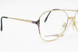 Charles Daniel Collection mod. CD-4 vintage collectable eyewear oversize , Pale golden frame with enammeled violet details , NOS 1970s