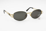 Charme mod. 7553 oval sunglasses Golden & Black lenses perimeter, luxury sunglasses high detailled // Deadstock 1980s sunnies