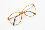 1980s SAFILO Linea 5611 blode orange dappled acetate and metal , Deadstock eyeglasses frame slightely oversize, NOS