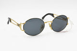 Luxury round VOGART mod. 3525 Golden & Black, vintage 1980s sunglasses hype design, Deadstock with defect
