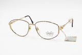 Vintage Luxottica eyeglasses frame prescription Golden filled 18K & Red dappled eye wire, piquet effect, New Old Stock 80s