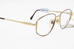 Vintage Luxottica eyeglasses frame prescription Golden filled 18K & Red dappled eye wire, piquet effect, New Old Stock 80s