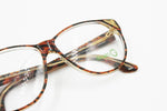 Italian vintage cay eye frame streaked brown & Black with golden plaques corners, GALILEO mod. PLD 14, New Old Stock