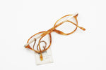 1980s round pantos STUDIO LINE brown dappled acetate with golden metal insert, New Old Stock