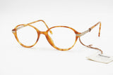 1980s round pantos STUDIO LINE brown dappled acetate with golden metal insert, New Old Stock