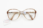 Luxottica womens eyeglasses frame clar acetate with brown grain, New Old Stock 1980s