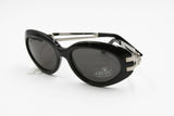 Oversize cat eye Black & Silver CHARME mod. 7217, womens cat eye sunglasses Deadstock 1980s