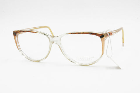 Lastes mod. M 186 C. 05 clear eyeglasses frame with colored eyebrows, Italian vintage eyeglasses frame, New Old Stock