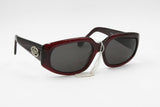 CHARME mod. 7222 oversize polygonal sunglasses Burgundy Red acetate with logos on arms, Deadstock 1980s sunnies