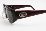 CHARME mod. 7222 oversize polygonal sunglasses Burgundy Red acetate with logos on arms, Deadstock 1980s sunnies