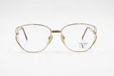 Valentino Garavani mod. V385 square eyeglasses frame Golden color slightely oversize, Vintage deadstock 1980s