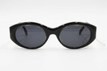 Oval cat eye black acetate Elisabetta Von Furstenberg MF 102 col. U88, hype womens sunglasses with metal plaques arms, New Old Stock 90s