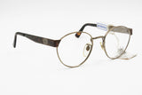Luxottica round eyeglasses frame mod. 1230 metal frame with thick animalier brown arms , New Old Stock 1980s