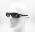 Persol squared sunglasses 2702-S 471/3A striped acetate black & Blue glittered, New Old Stock