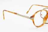 1980s round pantos STUDIO LINE brown dappled acetate with golden metal insert, New Old Stock