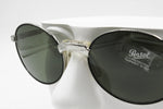 Persol Sport 2003-S vintage sunglasses oval shape, Black & Silver with green lenses, New Old Stock
